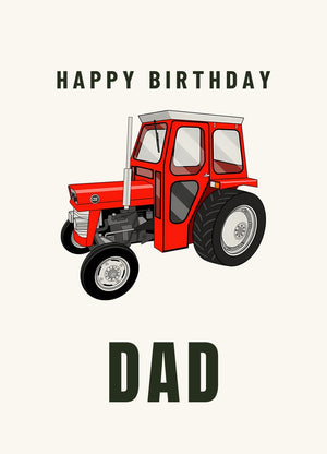 Furrow & Fields Greeting Card Happy Birthday Dad Massey Ferguson 135 with cab | Greeting Card Quality Farmers Merch