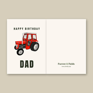 Furrow & Fields Greeting Card Happy Birthday Dad Massey Ferguson 135 with cab | Greeting Card Quality Farmers Merch