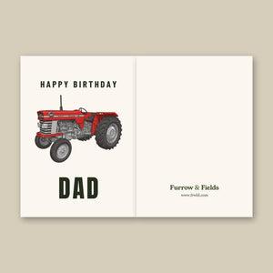 Furrow & Fields Greeting Card Happy Birthday Dad Massey Ferguson 165 Cartoon | Greeting Card Quality Farmers Merch
