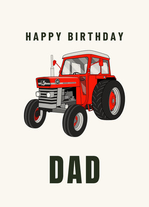 Furrow & Fields Greeting Card Happy Birthday Dad Massey Ferguson 165 | Greeting Card Quality Farmers Merch