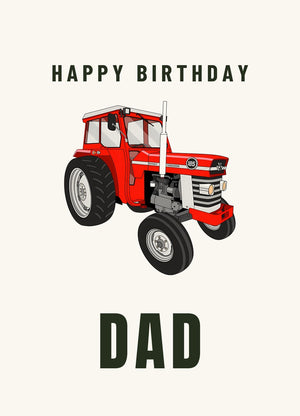 Furrow & Fields Greeting Card Happy Birthday Dad Massey Ferguson 185 | Greeting Card Quality Farmers Merch