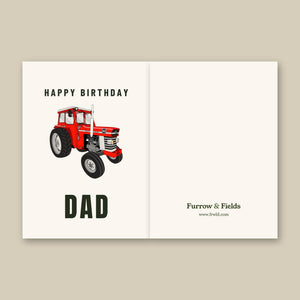 Furrow & Fields Greeting Card Happy Birthday Dad Massey Ferguson 185 | Greeting Card Quality Farmers Merch