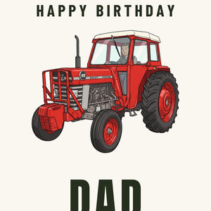 Furrow & Fields Greeting Card Happy Birthday Dad Massey Ferguson 188 Cartoon | Greeting Card Quality Farmers Merch