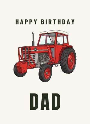 Furrow & Fields Greeting Card Happy Birthday Dad Massey Ferguson 188 Cartoon | Greeting Card Quality Farmers Merch