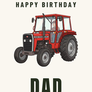 Furrow & Fields Greeting Card Happy Birthday Dad Massey Ferguson 240 Cartoon | Greeting Card Quality Farmers Merch