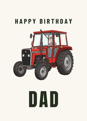Furrow & Fields Greeting Card Happy Birthday Dad Massey Ferguson 240 Cartoon | Greeting Card Quality Farmers Merch
