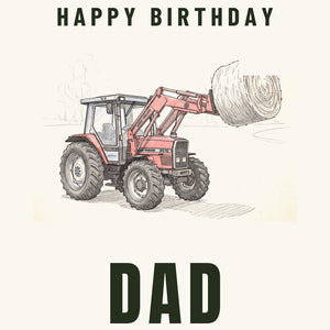 Furrow & Fields Greeting Card Happy Birthday Dad Massey Ferguson 3070 Autotronic Pencil Sketch | Greeting Card Quality Farmers Merch