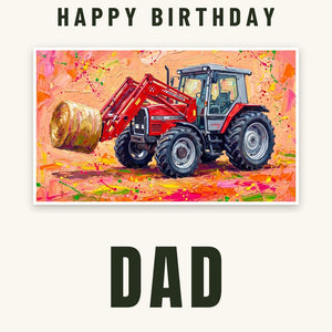 Furrow & Fields Greeting Card Happy Birthday Dad Massey Ferguson 3070 Autotronic Splash Art | Greeting Card Quality Farmers Merch