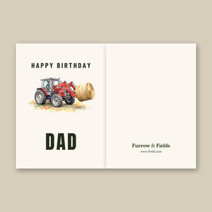 Furrow & Fields Greeting Card Happy Birthday Dad Massey Ferguson 3070 Autotronic Watercolour | Greeting Card Quality Farmers Merch