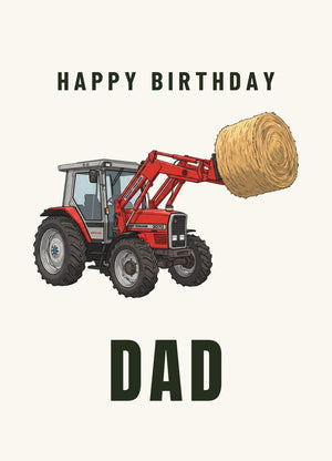 Furrow & Fields Greeting Card Happy Birthday Dad Massey Ferguson 3070 Cartoon | Greeting Card Quality Farmers Merch