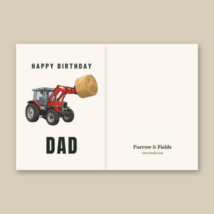 Furrow & Fields Greeting Card Happy Birthday Dad Massey Ferguson 3070 Cartoon | Greeting Card Quality Farmers Merch
