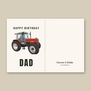 Furrow & Fields Greeting Card Happy Birthday Dad Massey Ferguson 3090 Cartoon | Greeting Card Quality Farmers Merch