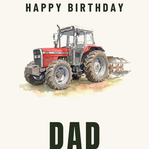 Furrow & Fields Greeting Card Happy Birthday Dad Massey Ferguson 375 Watercolour | Greeting Card Quality Farmers Merch
