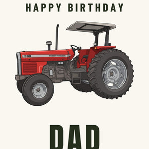 Furrow & Fields Greeting Card Happy Birthday Dad Massey Ferguson 399 Cartoon | Greeting Card Quality Farmers Merch