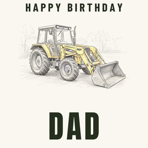 Furrow & Fields Greeting Card Happy Birthday Dad Massey Ferguson 50E Pencil Sketch | Greeting Card Quality Farmers Merch