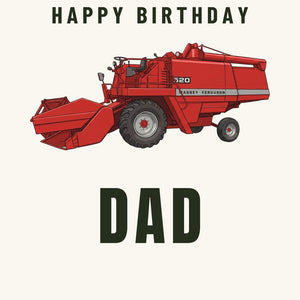 Furrow & Fields Greeting Card Happy Birthday Dad Massey Ferguson 520 Cartoon | Greeting Card Quality Farmers Merch