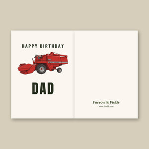 Furrow & Fields Greeting Card Happy Birthday Dad Massey Ferguson 520 Cartoon | Greeting Card Quality Farmers Merch