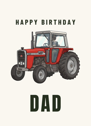 Furrow & Fields Greeting Card Happy Birthday Dad Massey Ferguson 590 Cartoon | Greeting Card Quality Farmers Merch