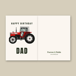 Furrow & Fields Greeting Card Happy Birthday Dad Massey Ferguson 590 | Greeting Card Quality Farmers Merch