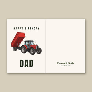 Furrow & Fields Greeting Card Happy Birthday Dad Massey Ferguson 6180 Cartoon | Greeting Card Quality Farmers Merch