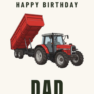 Furrow & Fields Greeting Card Happy Birthday Dad Massey Ferguson 6180 Cartoon | Greeting Card Quality Farmers Merch