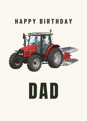 Furrow & Fields Greeting Card Happy Birthday Dad Massey Ferguson 6255 Cartoon | Greeting Card Quality Farmers Merch