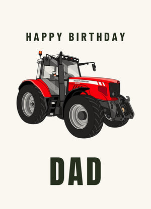 Furrow & Fields Greeting Card Happy Birthday Dad Massey Ferguson 6480 | Greeting Card Quality Farmers Merch