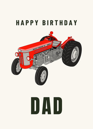 Furrow & Fields Greeting Card Happy Birthday Dad Massey Ferguson 65 Mark II | Greeting Card Quality Farmers Merch