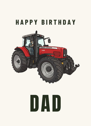 Furrow & Fields Greeting Card Happy Birthday Dad Massey Ferguson 7495 Cartoon | Greeting Card Quality Farmers Merch