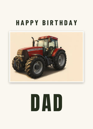 Furrow & Fields Greeting Card Happy Birthday Dad McCormick MTX 150 Signature Edition Oil Painting | Greeting Card Quality Farmers Merch