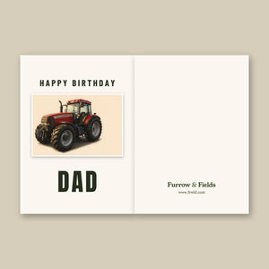 Furrow & Fields Greeting Card Happy Birthday Dad McCormick MTX 150 Signature Edition Oil Painting | Greeting Card Quality Farmers Merch