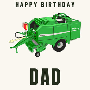 Furrow & Fields Greeting Card Happy Birthday Dad McHale Fusion 2 Big Baler | Greeting Card Quality Farmers Merch