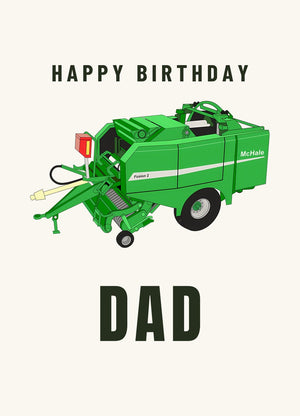 Furrow & Fields Greeting Card Happy Birthday Dad McHale Fusion 2 Big Baler | Greeting Card Quality Farmers Merch