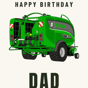 Furrow & Fields Greeting Card Happy Birthday Dad McHale Fusion 4 Big Baler | Greeting Card Quality Farmers Merch