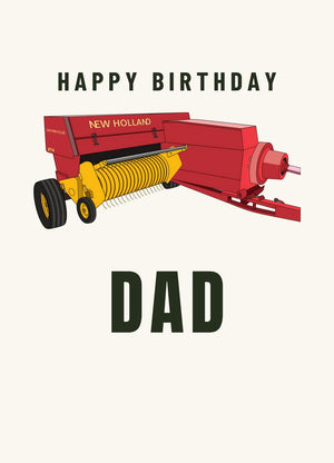 Furrow & Fields Greeting Card Happy Birthday Dad New Holland 274 Square Baler | Greeting Card Quality Farmers Merch