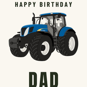 Furrow & Fields Greeting Card Happy Birthday Dad New Holland 7040 | Greeting Card Quality Farmers Merch