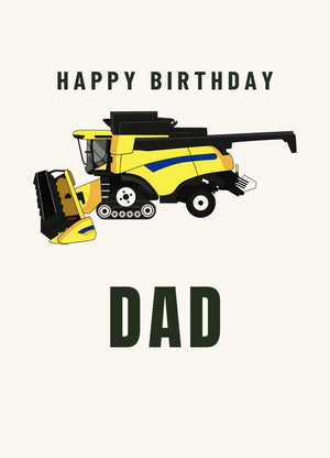 Furrow & Fields Greeting Card Happy Birthday Dad New Holland CR Combine | Greeting Card Quality Farmers Merch