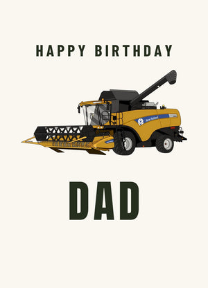 Furrow & Fields Greeting Card Happy Birthday Dad New Holland CX 8060 Combine Harvester | Greeting Card Quality Farmers Merch