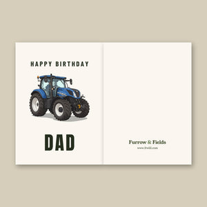Furrow & Fields Greeting Card Happy Birthday Dad New Holland T7.225 | Greeting Card Quality Farmers Merch