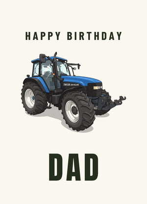 Furrow & Fields Greeting Card Happy Birthday Dad New Holland TM 135 | Greeting Card Quality Farmers Merch