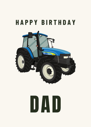Furrow & Fields Greeting Card Happy Birthday Dad New Holland TM 140 | Greeting Card Quality Farmers Merch