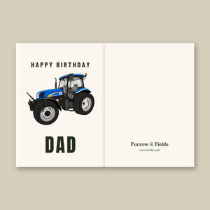 Furrow & Fields Greeting Card Happy Birthday Dad New Holland TS 135A | Greeting Card Quality Farmers Merch