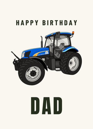 Furrow & Fields Greeting Card Happy Birthday Dad New Holland TS 135A | Greeting Card Quality Farmers Merch