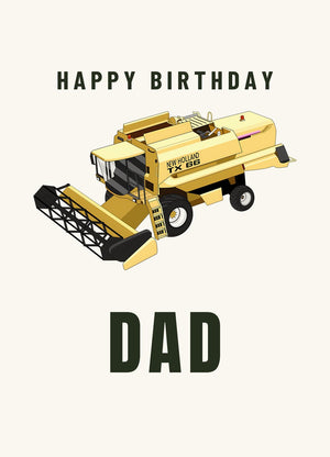Furrow & Fields Greeting Card Happy Birthday Dad New Holland TX 66 Combine Harvester | Greeting Card Quality Farmers Merch