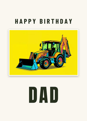 Furrow & Fields Greeting Card Happy Birthday Dad Terex 860 Elite Pop Art | Greeting Card Quality Farmers Merch