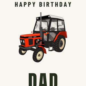 Furrow & Fields Greeting Card Happy Birthday Dad Zetor 5211 | Greeting Card Quality Farmers Merch