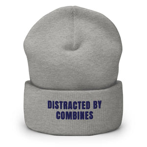 Furrow & Fields Heather Grey Distracted by Combines | Cuffed Beanie Quality Farmers Merch