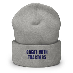 Furrow & Fields Heather Grey Great with Tractors | Cuffed Beanie Quality Farmers Merch