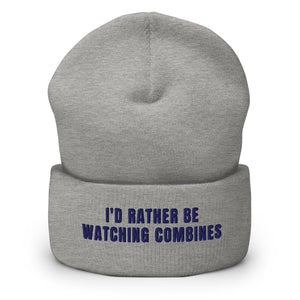 Furrow & Fields Heather Grey I'd Rather Be Watching Combines | Cuffed Beanie Quality Farmers Merch