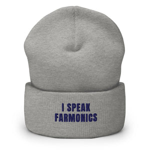 Furrow & Fields Heather Grey I Speak Farmonics | Cuffed Beanie Quality Farmers Merch